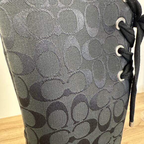 Coach Womens Black Logo To the Knee Tristee Rain Boot Size 7 - Picture 6 of 16